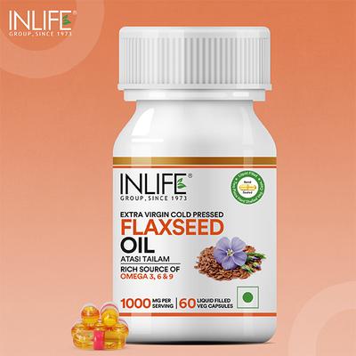 INLIFE Flaxseed Oil 500 mg Veg Capsules 60's - Omega Fish Oil Fatty Acids