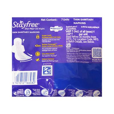 Stayfree Dry Max All Night Ultra Dry Wings (XXL) 7's - Sanitary Napkins