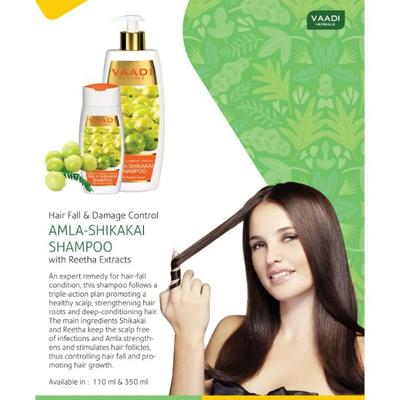 Vaadi Herbals Hairfall & Damage Control Shampoo - Amla-Shikakai 350 ml - Shampoos