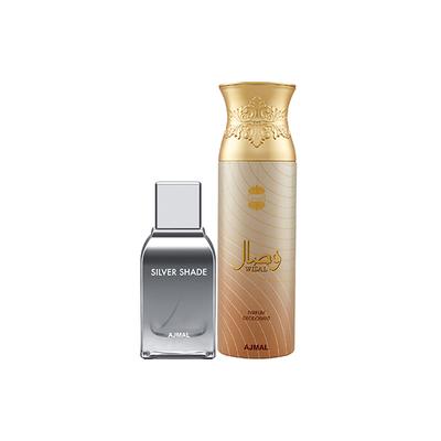 Ajmal Silver Shade EDP Citrus Woody Perfume And Wisal Deodorant Floral Musky Fragrance 300 ml - Perfumes (Edt/Edp)