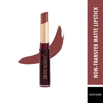 Swiss Beauty Non-Transfer Matte Lipstick - (Cute Nude) 2 gm - Lipsticks