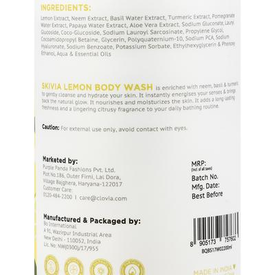 Skivia Lemon Body Wash With Neem & Pomegranate 200 ml - Shower Gels & Body Wash