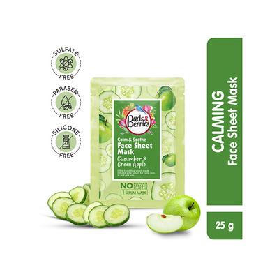 Buds & Berries Cucumber and Green Apple Sheet Mask Pouch 25 gm - Sheet Masks