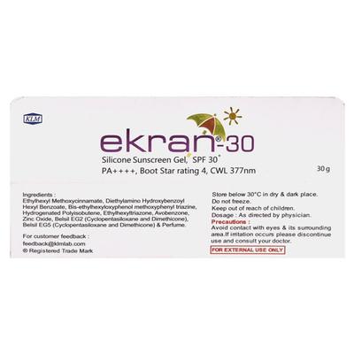 Ekran SPF 30 Pa++++ Silicon Sunscreen Gel(Topical) 30gm - Sunscreen Preparations-Emo