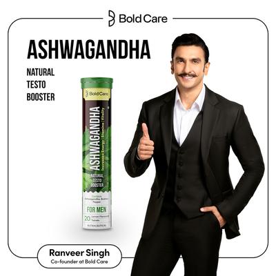 Bold Care Ashwagandha Natural Testo Booster Effervescent Tablets - Lemon Flavour 20's - Other Supplements