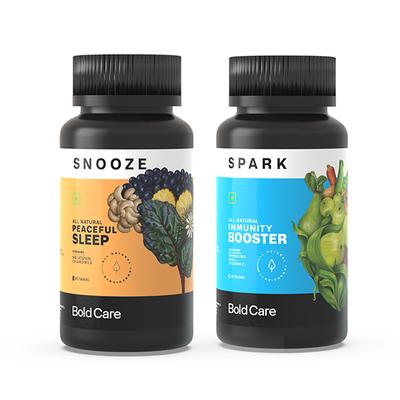 Bold Care Bliss Combo Pack (Snooze Peaceful Sleep Tablet 60's + Spark Immunity Booster Tablet 60's) - Vital Health
