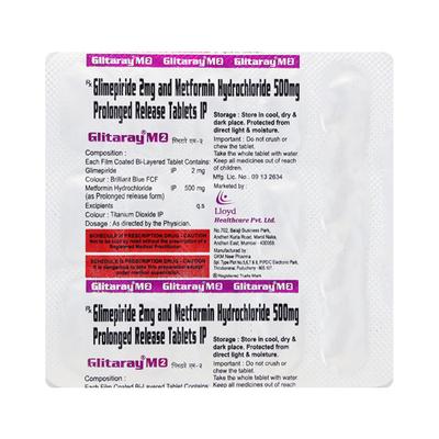 Glitaray M 2mg Tablet 15'S - Diabetes-Ant