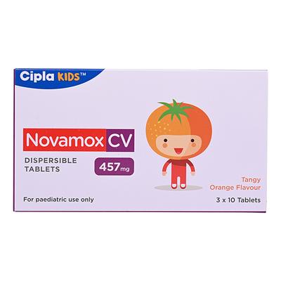NOVAMOX CV TANGY ORANGE FLAVOUR 457mg Dispersible Tablet 10's - Bacterial Infections-Pen