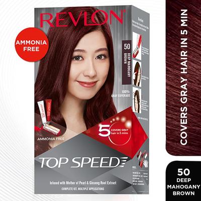 Revlon Top Speed Hair Color Woman-Deep Mahogany Brown 50 (40gm+40gm+15ml) 1's - Crème