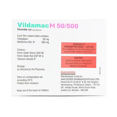 VILDAMAC M 50/500mg Tablet 15's - Diabetes-Ant