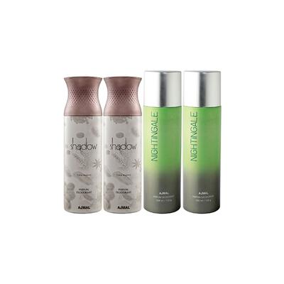 Ajmal 2 Shadow Him And 2 Nightingale Deodorants Pack of 4 200 ml - Deodorants/Roll-Ons