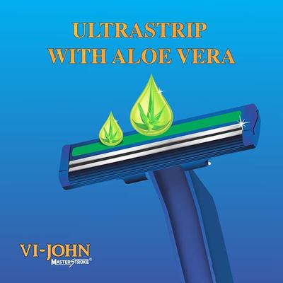 Vi-John Master Stroke Twin Blades Ultrastrip with Aloevera Disposable Razor for Men 5's - Razors & Cartridges