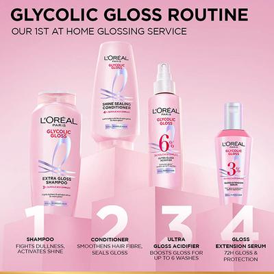 Loreal Paris Glycolic Gloss Conditioner, With Glycolic Acid, For Dull Hair, Seals 3X Gloss 340 ml - Conditioners