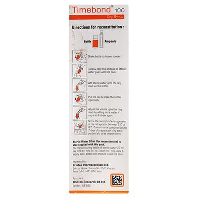 TIMEBOND 100 ORANGE + LEMON FLAVOUR Dry Syrup 30ml - Bacterial Infections-Cep