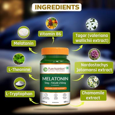 Pure Nutrition Melatonin Natural Sleep Support Veg Tablet 60's - Mental Health