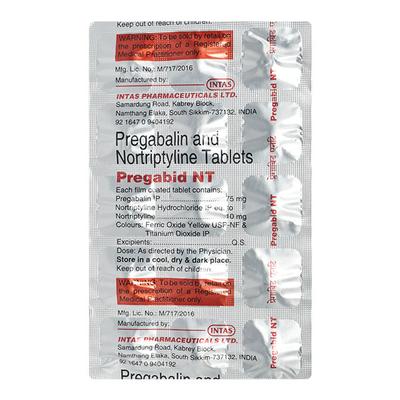 Pregabid NT 75mg Tablet 15'S - Neuropathic Pain-Dru