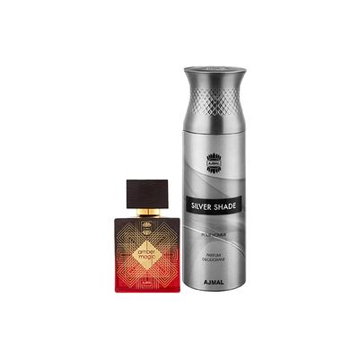 Ajmal Amber Magic EDP Spicy Aromatic Perfume And Silver Shade Homme Deodorant Citrus Woody Fragrance 300 ml - Men Perfumes (Edt/Edp)