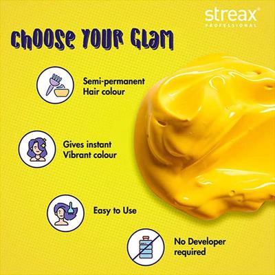 Streax Professional Hold & Play Funky Colours - Zesty Yellow Hair Colour 100 gm - Crème