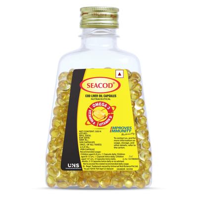 Seacod Cod Liver Oil Capsule 500's - Omega Fish Oil Fatty Acids
