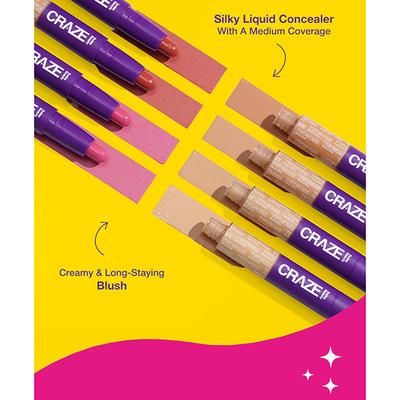 Swiss Beauty Craze Twosome Lightweight Face Stick, 2-In 1 Liquid Concealer and Creamy Blush 3 - Medium Pink 9.4 gm - Concealer