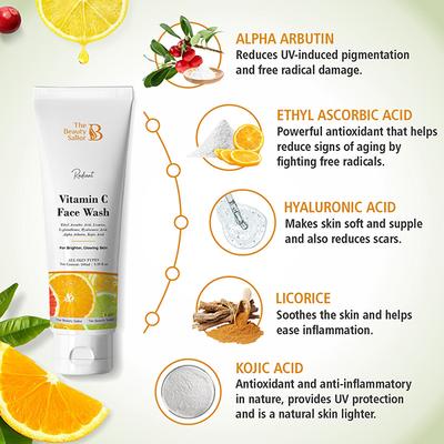 The Beauty Sailor Radiant Vitamin C Face Wash Thorough Cleansing Even Tones and Moisturizes 100 gm - Scrubs & Exfoliants