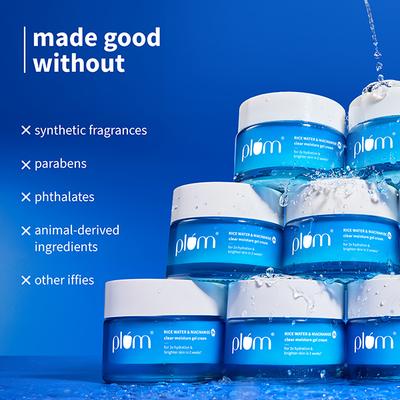 Plum 2% Niacinamide & Rice Water Daily Brightening Gel Face Moisturizer For Oil-Free, Non-Sticky Hydration 50 gm - Face Moisturizers