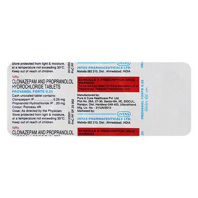 Provanol Forte 0.25mg Tablet 10'S - Anxiety-Anx
