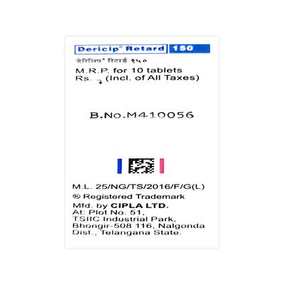 Dericip Retard 150mg Tablet 10'S - Asthma/COPD-Ast
