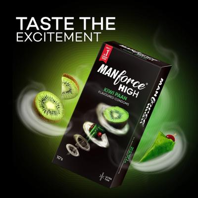 Manforce High Ultra Thin Condoms - Kiwi Paan Flavoured 10's - Plain/Flavoured Condoms