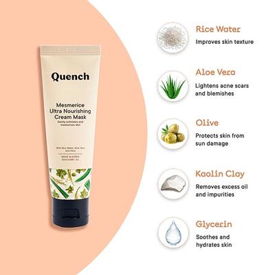 Quench Botanics Rice Water Clay-Cream Mask with Kaolin Clay for Smooth & Hydrated Skin 50 ml - Masks & Peels