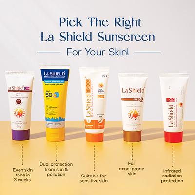 La Shield Pollution Protect Mineral Sunscreen Gel - SPF 40,PA+++ UVA-UVB UV and Pollution Defense 50gm - Face Sunscreen