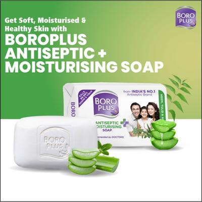 Boro Plus Antiseptic Moisturising Soap - Neem, Tulsi & Aloe Vera (Pack of 6 x 125 gm) - Personal Care (Ayush)