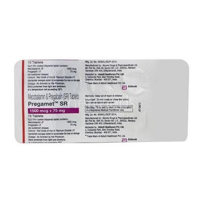 Pregamet SR 75mg Tablet 10'S - Neuropathic Pain-Dru