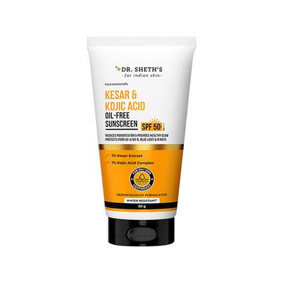 Dr. Sheth's Kesar & Kojic Acid Oil-Free Sunscreen SPF 50+, PA++++ for Oily Skin 50 gm - Face Sunscreen
