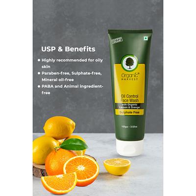Organic Harvest Acne Control Mattifying Face Wash Green tea & Moringa Enriched with ceramides 100gm - Face Wash & Cleansers