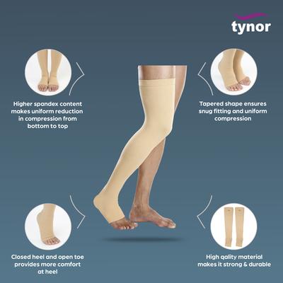 Tynor Compression Stocking Mid Thigh (Pair) (XL) (I 15) - Knee/Leg Supports