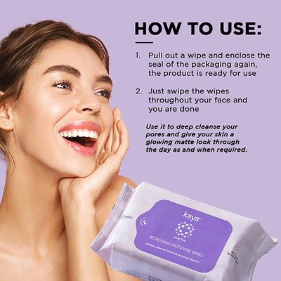 Kaya REFRESHING MATTIFYING WIPES 30's - Facial Wipes & Tissues