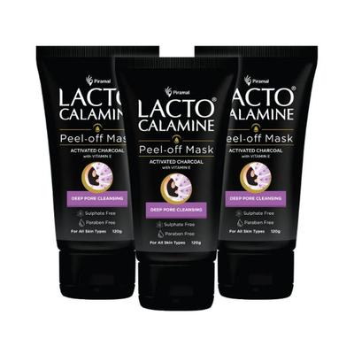 Lacto Calamine Peel Off Mask with Activated Charcoal and Vitamin E deep pore cleansing - No Parabens No Sulphates 120gm 3's - Masks & Peels