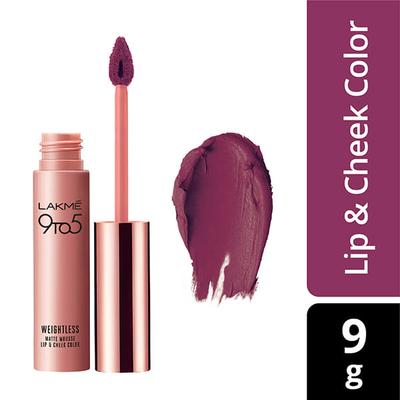 Lakme 9 To 5 Weightless Lip & Cheek Color Magenta Kiss 9 Gm - Lipsticks