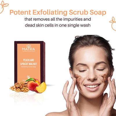 Matra Peach, Apricot & Walnut Scrub Soap - All Skin Types 125 gm - Soaps