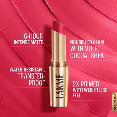 Lakme 9to5 Powerplay Priming Matte Lipstick, Lasts 16hrs, Ruby Rush, 3.6 gm - Lipsticks