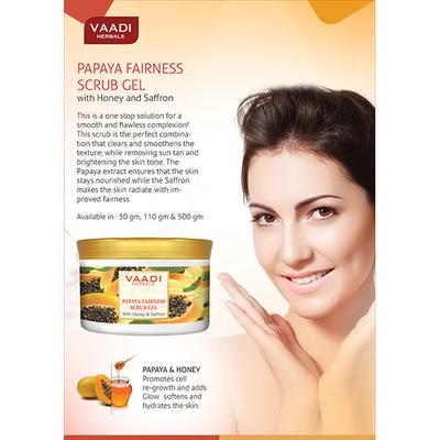 Vaadi Herbals Papaya Fairness Scrub Gel with Honey & Saffron 500 gm - Face Scrubs