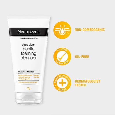 Neutrogena Deep Clean Gentle Foaming Cleanser 8% Amino Micellar for Normal To Sensitive Skin 50gm - Face Wash & Cleansers