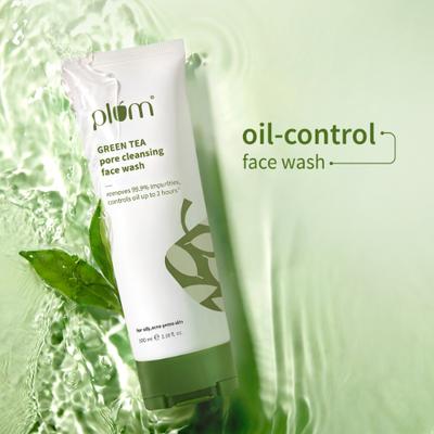 Plum Green Tea Pore Cleansing Face Wash - Acne Face Wash, Oily Skin Face Wash for Women & Men 100 ml - Face Wash & Cleansers