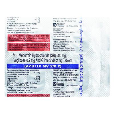 Azulix MV 2/0.2mg Tablet 10'S - Diabetes-Ant
