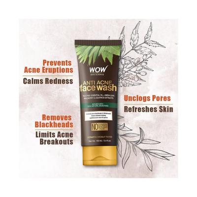 WOW Skin Science Anti Acne Face Wash Pack of 2 200 ml - Face Washes