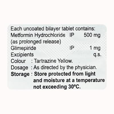 GLIMSAFE MF 1mg Tablet 10's - Diabetes-Ant