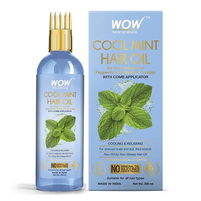 WOW Skin Science Cool Mint Hair Oil - with Comb Applicator 200 ml - Hair Oils