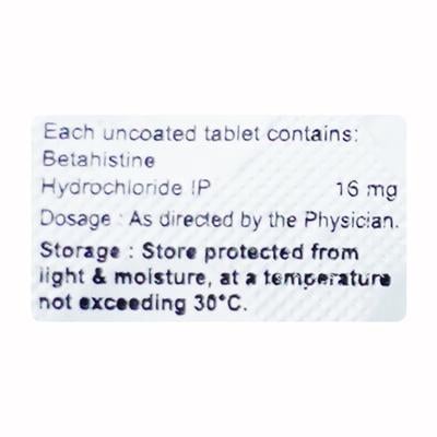 Bvert 16mg Tablet 10'S - Vertigo-Ant