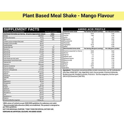 INLIFE Plant Based Meal Shake Powder - Mango 500 g - Weight Loss